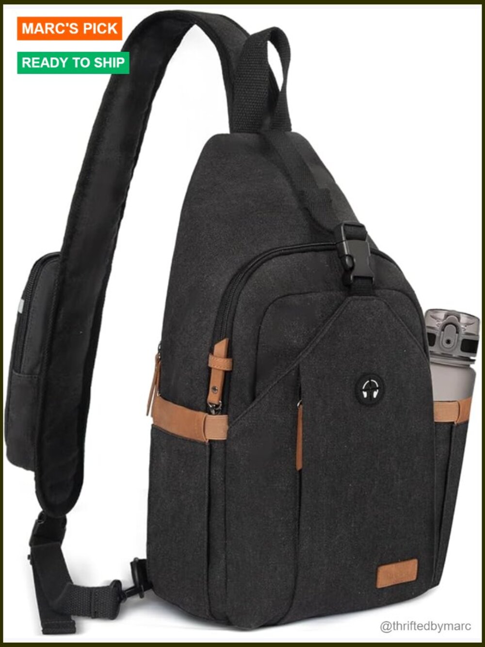 Anti-Theft Canvas Sling Bag, Waterproof Crossbody Backpack For Travel Hiking